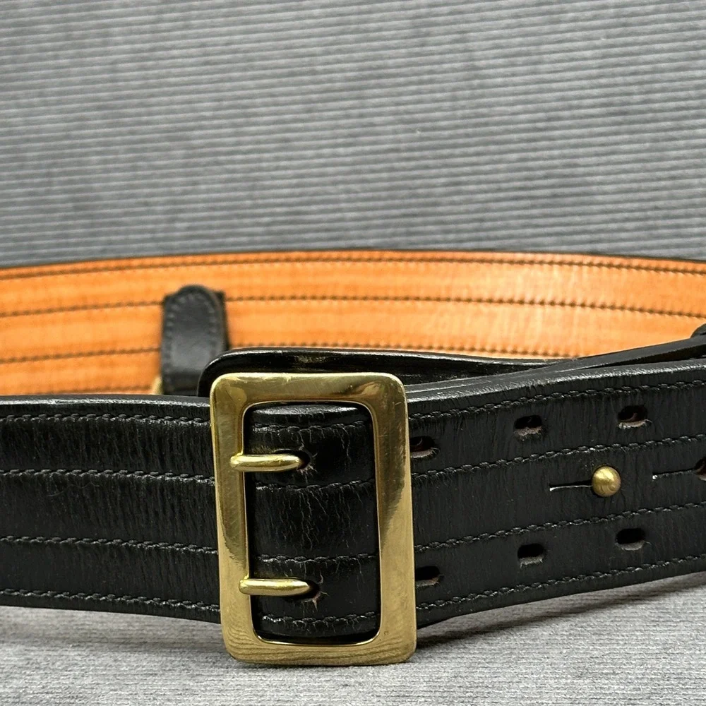 Don Hume B103 Black‎ Leather Police Duty Belt Solid Brass Buckle Size 46